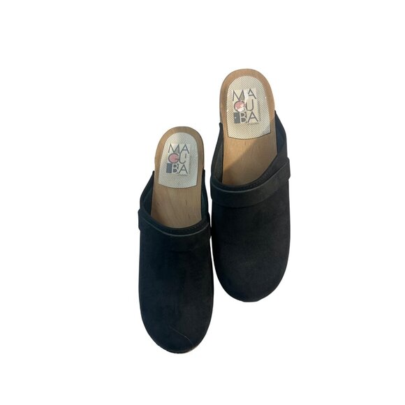 Maguba Swedish Clogs Stockholm Black Natural Suede Leather Shoes 38 US 8 8.5 - Picture 1 of 6